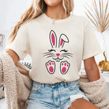 Cute Easter Bunny Women's Graphic T-Shirt, Faux Pink Glitter