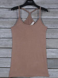 Taupe Spaghetti Strap T-Shirt