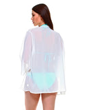 Women's Solid Chiffon Kimono Sleeve Loose Fit Cardigan