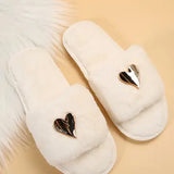 Heart Pendant Fluffy Slippers