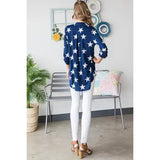 Star Mandarin Collar Star Print Top
