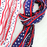Stripes and Stars Sheer Satin Patriotic Scarf