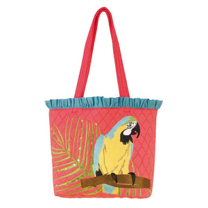 Macaw Parrot Bird Ruffle Tote Bag 13" X 10"