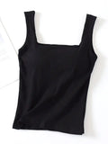 Ribbed Square Neck Sleeveless Tank Top