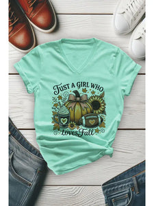 Just A Girl Who Loves Fall Unisex V-Neck Tee