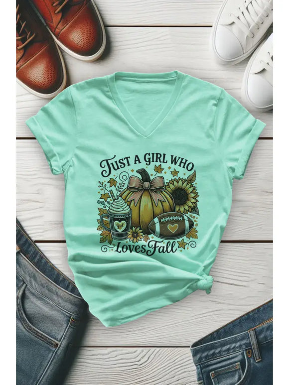 Just A Girl Who Loves Fall Unisex V-Neck Tee