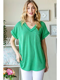 Dolman Short Sleeve V-Neck Urban Ribbed Top