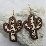 Western Cactus Leopard Earrings