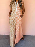 Colorblock Stripes Splicing Sleeveless Jumpsuit