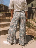 Western Leopard/Camo Print Frilled Detail Drawstring Pants