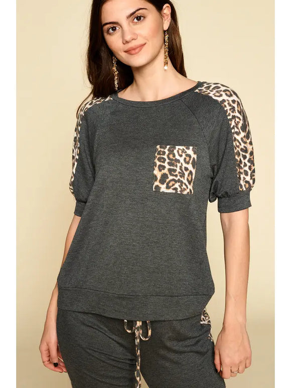 Animal Print Pocket Casual Top