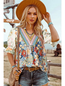 Fashion-W Crochet Boho Half & Long Sleeve Floral Blouse