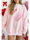 Valentine Sweetheart Patchwork Oversize Mock Neck Sweatshirt