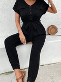 Effortless Elegance Casual Black Jumpsuit