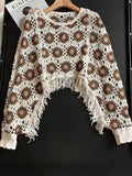 Fringed Lace Detail Knit Top