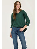 3/4 Tab Sleeve Henley Knit Top