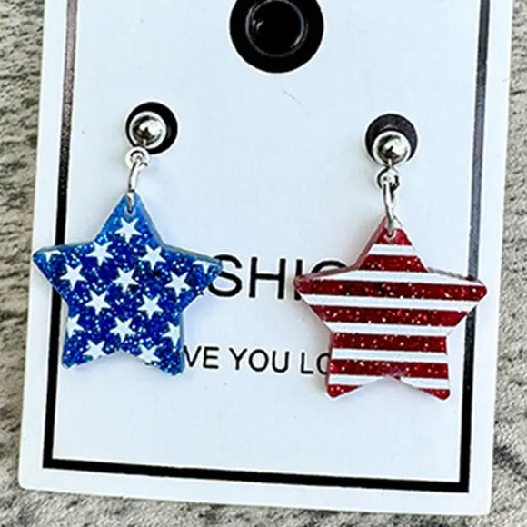 USA Flag Print Acrylic Earrings