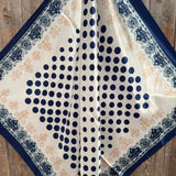 35X35" Navy and Cream Polka Dot Wild Rag / Scarf