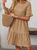 Solid Color Flowy Loose Short Sleeve Dress