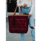 Burgundy Diamond Pattern Tote