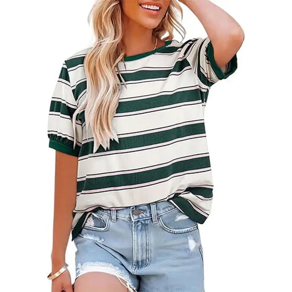 Women’S Casual Striped Short Sleeve T-Shirt