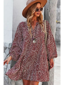 LEOPARD DRESS 1109 WINE