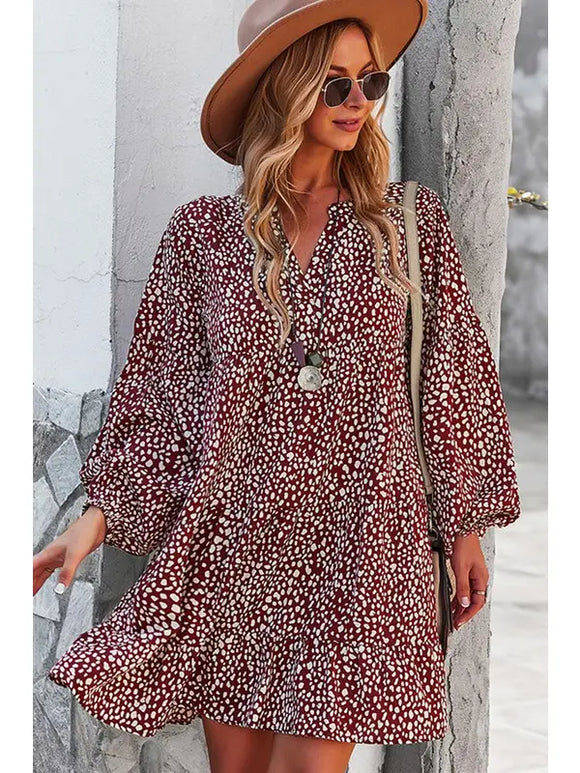 LEOPARD DRESS 1109 WINE