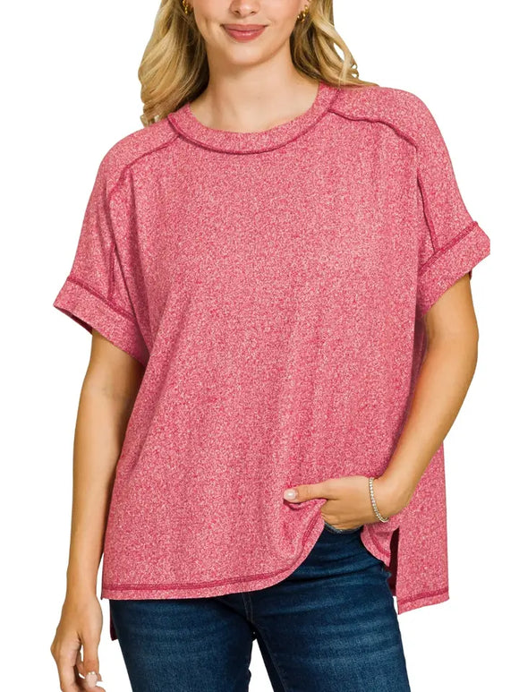 Soft Melange Short Sleeve Hi-Low Tee