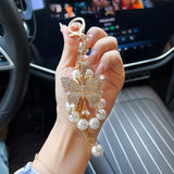 Pearl Alloy Butterfly Keychain Pendant