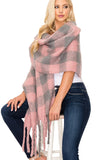 Plaid Pattern Fringe Scarf