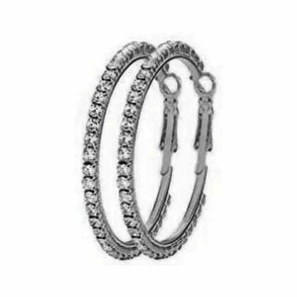 45mm Basic Sparkle Rhinestone Hoop Earrings