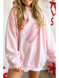 Valentine Sweetheart Patchwork Oversize Mock Neck Sweatshirt