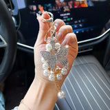 Pearl Alloy Butterfly Keychain Pendant