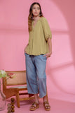 Scrunched Elastic Vneck Shirt