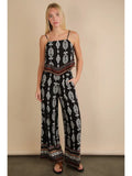 Scarf Boarder Printed Woven Top & Pants Set