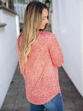 3/4 Sleeve Patterned Brooks Top