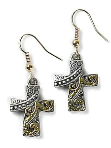 Monarch Cross Er Swirl Silver & Gold