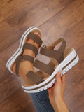 Hollow Out Buckle Pu Leather Platform Sandals