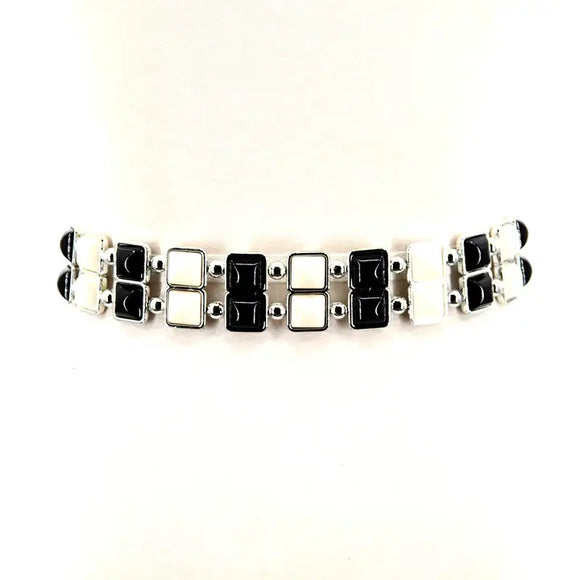 Black and White Square Chain Belt