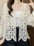 Crochet Open-Front Cardigan