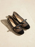 Florence Sheer Mesh Ballet Flats Cap Toe Ribbon Strap Flats