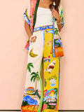 Summer Beach Vacation Printing 2pcs Pants Set