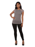 Womens Tops with Contrast Mesh Short Sleeves