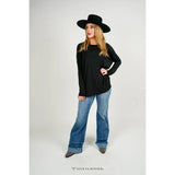 Black Long Sleeve Dolman Oversize Top