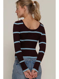 Scoop Neck Neck Stripe Sweater Top