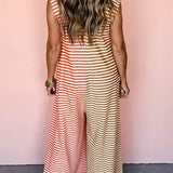 Colorblock Stripes Splicing Sleeveless Jumpsuit