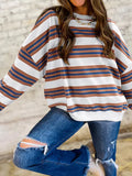 Color Blocking Round Neck Pullover Top
