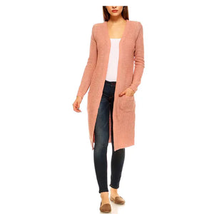 Womens Casual Knee Length Knitted Cardigan