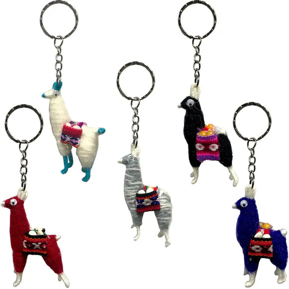 Llama Woven Wool Figurine Keychain