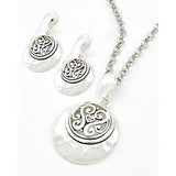 Filigree Heart Cut Out Round Metal Pendant Set